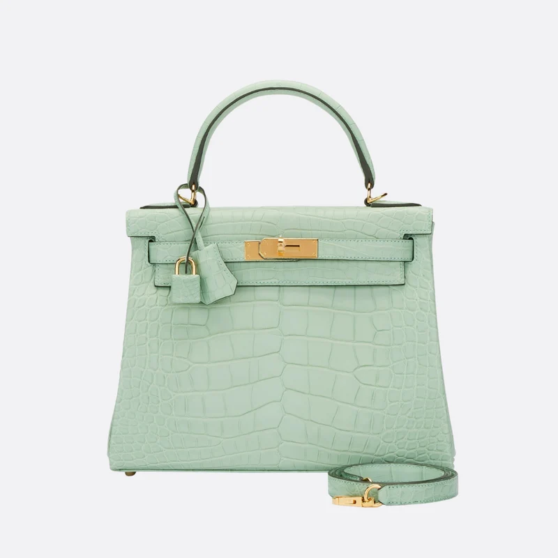 Hermès Kelly 28 – Matte Alligator Leather Vert D’eau (reversed Stitches)