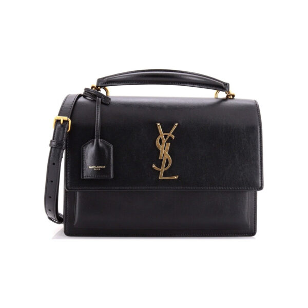 Saint Laurent YSL Sunset Top Handle Medium Black Gold