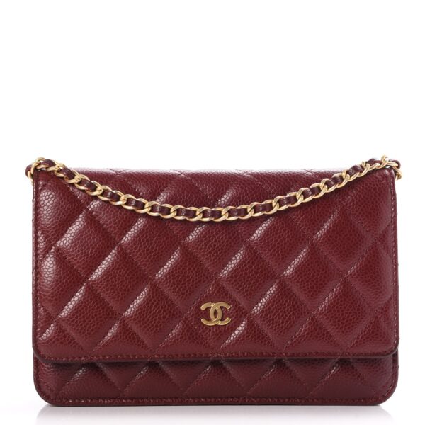 CHANEL Caviar Quilted Wallet on Chain WOC Burgundy Bag