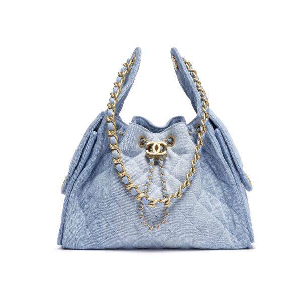 CHANEL 25 Handbag Washed Denim & Gold-Tone Metal denim